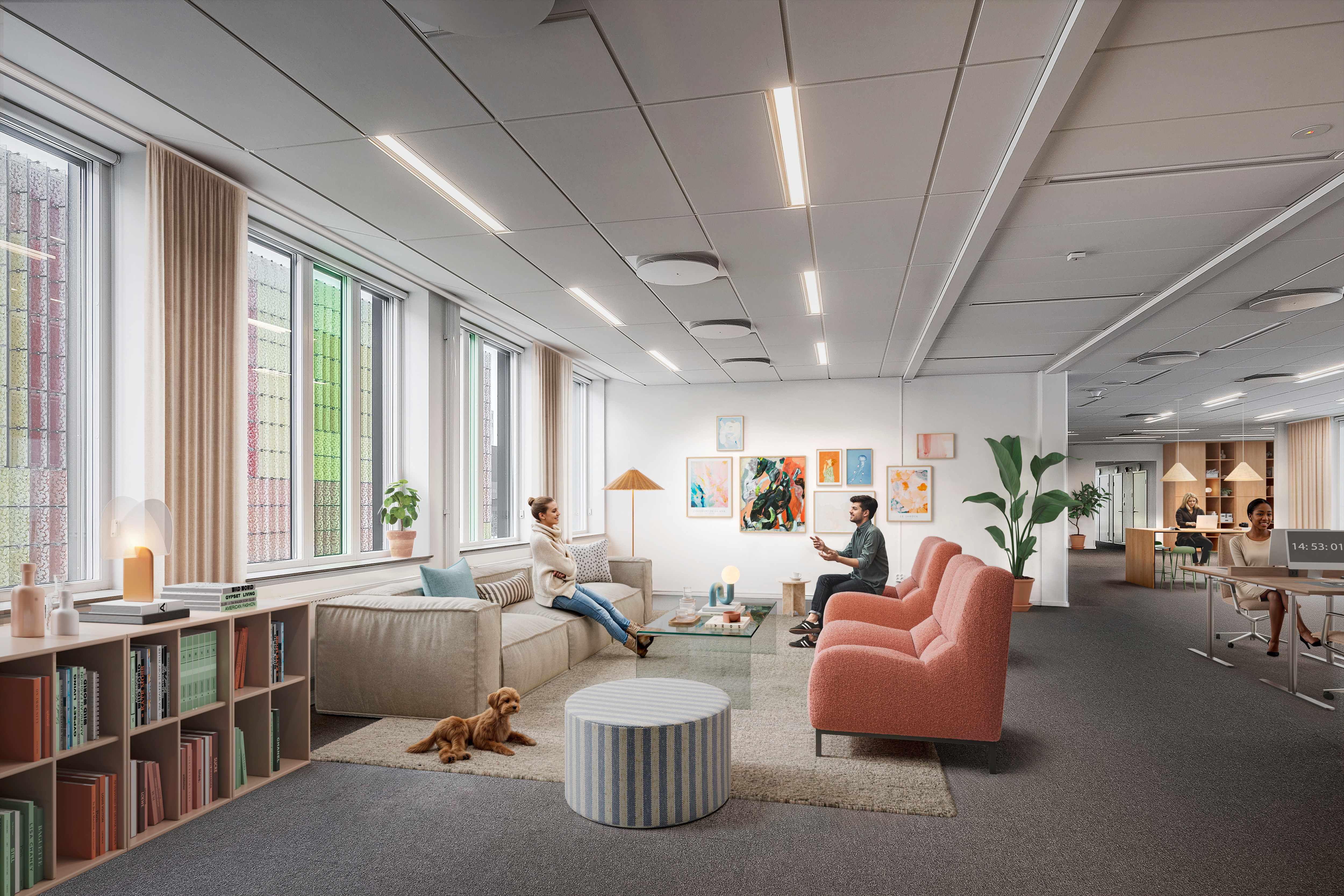 The Origo property – an interior concept image of a cozy office landscape.