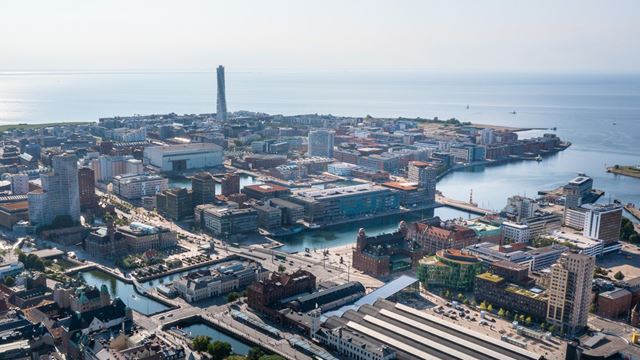 Flygvy över Nyhamnen i Malmö