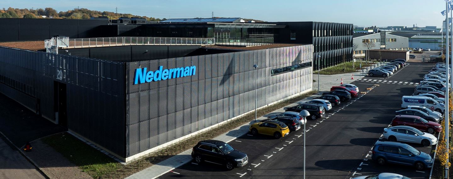 Den färdiga anläggningen till Nederman i Helsingborg, med kontor och produktionsanläggning.