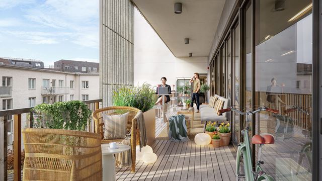 The Origo office building features a bicycle garage on the ground floor.