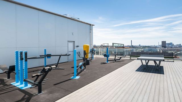 Takterass med utegym på Prisma i Helsingborg.